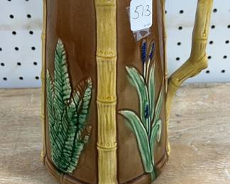 Banks & Thorley Majolica Bamboo Pitcher