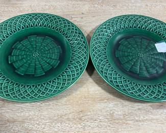 Green Majolica Minton Plates