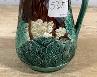 Small Majolica Pond Lily Pitcher