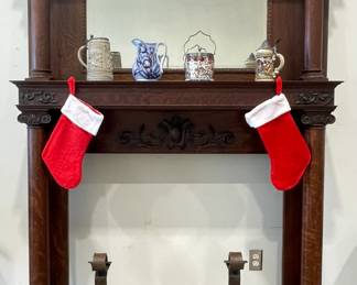 Beautiful Tiger Oak Mirrored Back Fireplace Mantle