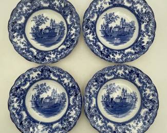 Set of 4 Flow Blue "Togo" Soup Bowls