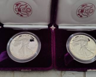 Silver eagle proofs 1986 (first year). Cash only for silver and firearms