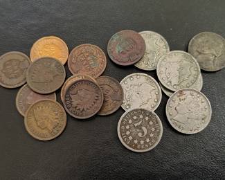 Indian head pennies and nickels.