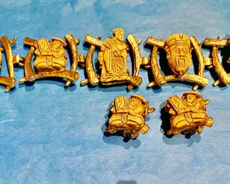 Vintage Colco Chinese Carved Bracelet with Matching Earrings