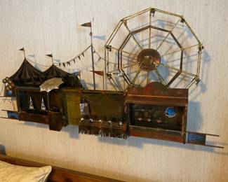 Mid Century Curtis Jere Metal Sculpture, Carnival 4 Ft Long