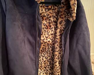 Woman Within Faux Leopard, Winter Coat with Hood