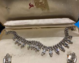 Vintage Coro Rhinestone Necklace/Earrings/Original Box