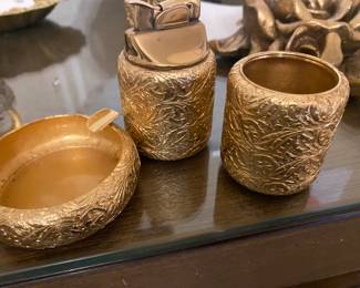 Vintage Napier Gold Plated Smoking Set