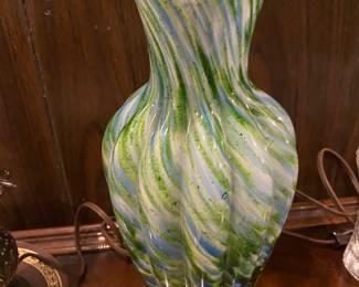 Vintage Fenton Vasa Murrhina, Art Glass, Crimped