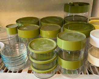 1970's Pyrex Store N See Stackables Avocado Green