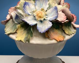 Vintage Capodimonte Ceramic Flower Accent Lamps( PAIR)