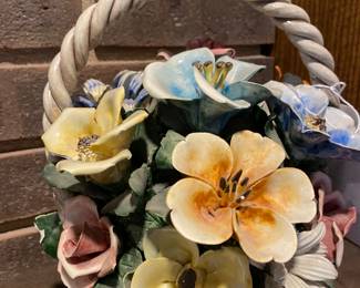 Vintage Capodimonte Basket Flowers