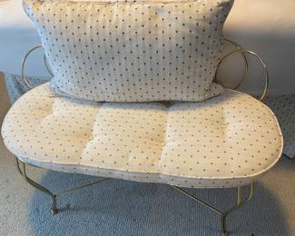 Vintage Brass Bench with Custom Fabric