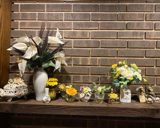 Mantel Decorated in Floral