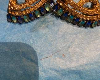 Vintage Sterling Rhinestone Fur Claw Clips