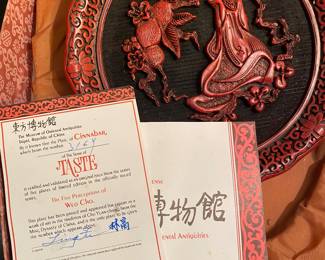 The Sense of Taste (3rd) Series Celebrating Original Work of Art- Ming Dynasty Carved Cinnabar/Box/COA