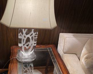 Van Teal Lucite Signed Table Lamp, Silk Shade