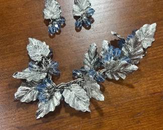 Signed Napier SIlver Leaf Bracelet & Earrings