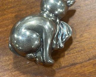 Sterling Silver Puff Cat Pendant