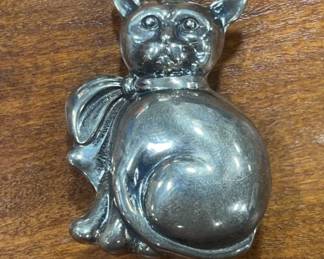 Sterling Silver Puff Cat Pendant