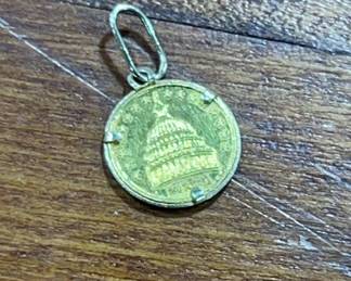 24k Gold Ronald Reagan Small Coin Pendant