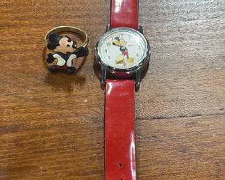 Ingersoll Mickey Mouse Watch & Enameled Ring
