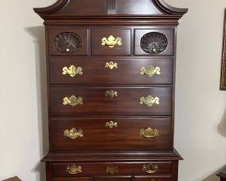 Henkel Harris Highboy Mahogany, Vintage Mahogany Highboy Chest of Drawers, Tall Chest