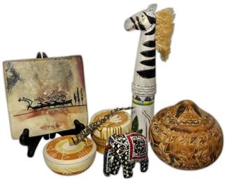 Bejeweled Mosaic Elephant, Clay Reindeer Herd Tile, More