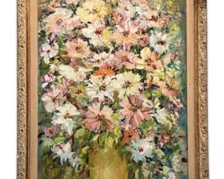 Gorgeous Floral Oil Painting, Signed by Martha Patterson (52 x 29.5)