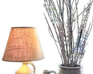 Olde Cape Cod Stoneware Lamp, Salt Glazed Jug, Antique Crock