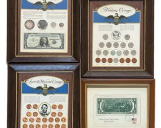 Framed U.S. Coin Collections The Silver Story, Lincoln Memorial Coinage, Wartime Coinage, More