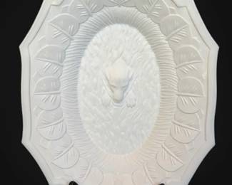 Antique White Milk Glass Atterbury Co. Retriever Platter