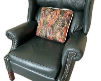 Green Leather Lounger Armchair, Barcalounger