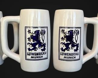 Ceramarte LTDA Lwenbru Munich Beer Mugs, Made in Brazil