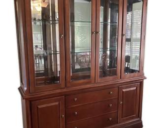 Cherry Wooden China Cabinet by Thomasville Lights Up