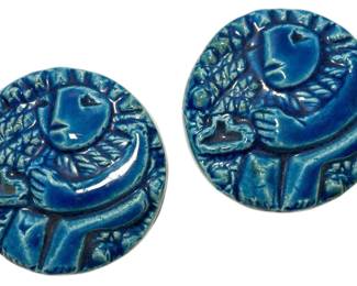 Delft Keros Blue Ceramic Paperweights by Karel Appel, Made in Holland