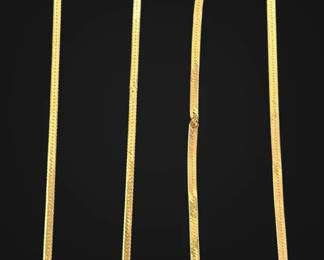 Two 14k Gold Herringbone Necklaces Damaged 6.94g
