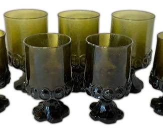 Tiffin Franciscan Madeira Olive Green Footed Goblets