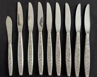 Nine Sterling Silver Handle Knives Valencia by International Silver
