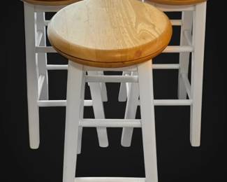 Three Wooden Bar Stools