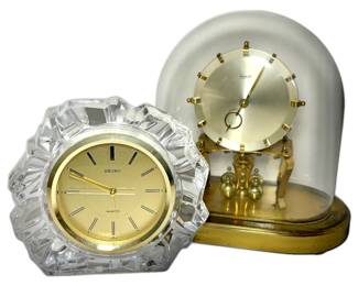 Seiko Crystal Mantel Clock Kundo Kieninger Obergfell Brass Anniversary Clock