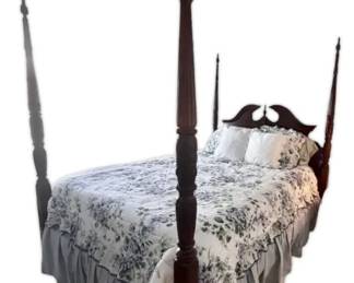 FullSize Bed Set with Carved Poster Frame Night Stand