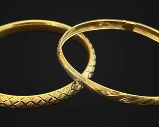 14k Gold 10k Gold Hinged Bracelets 18.2g