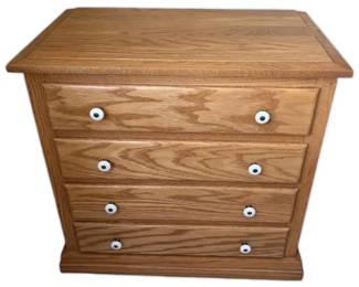 Oak 4Drawer Side Cabinet
