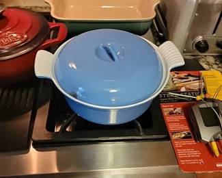 Vintage Le Crueset blue covered casserole dish