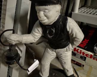 Yard Jockey with electric lamp.  Elecric wire is cut at the base. 