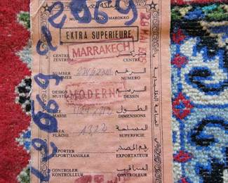 Label from one of the rugs (matching set one is larger than the other)