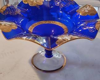 Bohemian blue and gold dish1