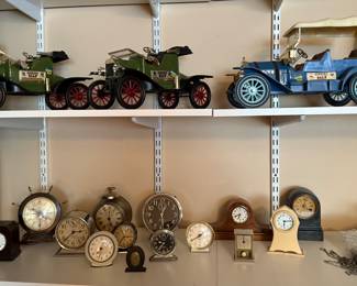 VINTAGE ALARM CLOCKS AND JIM BEAM DECANTERS