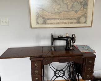 ANTIQUE COLUMBIAN TREADLE SEWING MACHINE 